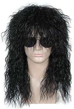 Amazon.co.jp: Linfairy Heavy Metal Rocker Black Adult Wig